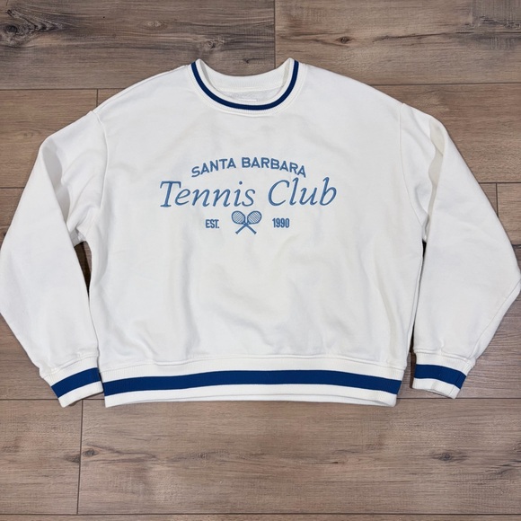 Santa Barbara Tennis Club Sweatshirt L Coastal Preppy Tenniscore Viral Crewneck - Picture 3 of 11